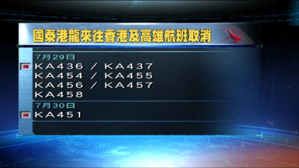 多班來往香港至台灣航班取消