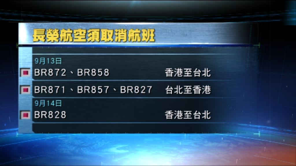 多班來往台北及香港航班須取消或改期