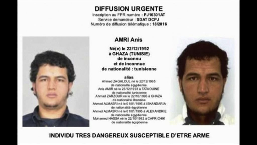 柏林恐襲　歐洲警方協助搜捕疑犯阿姆里