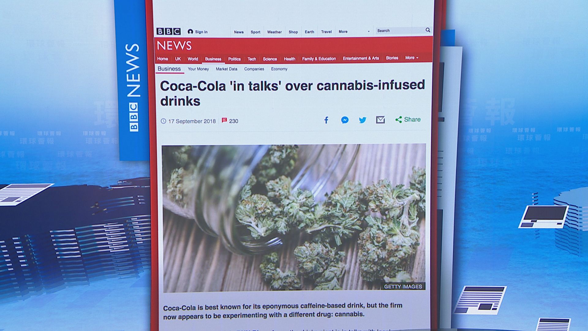 【環球薈報】全球最大飲品商擬推大麻飲品