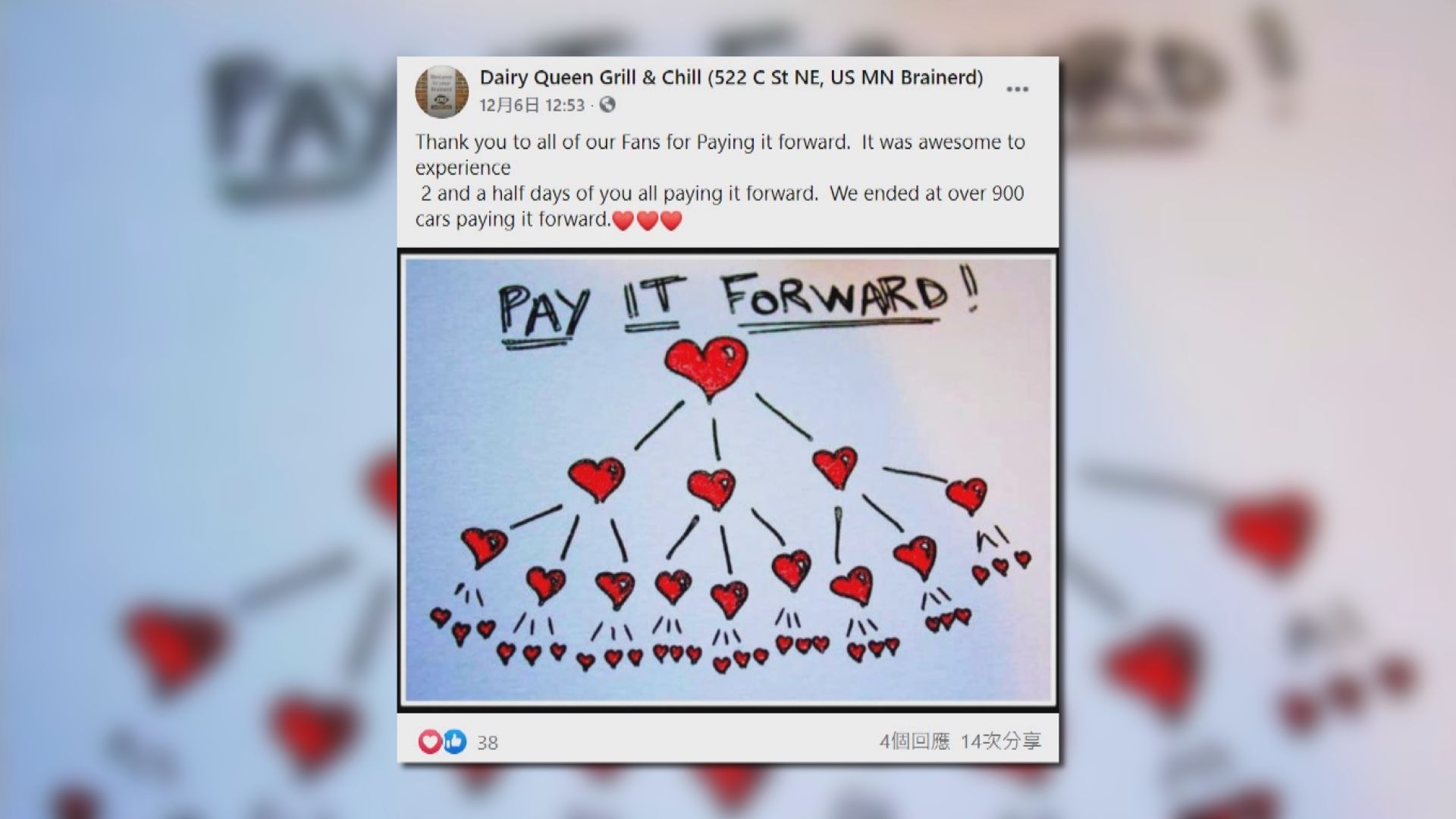 【環球薈報】美國快餐店三天內近千司機為陌生人付款