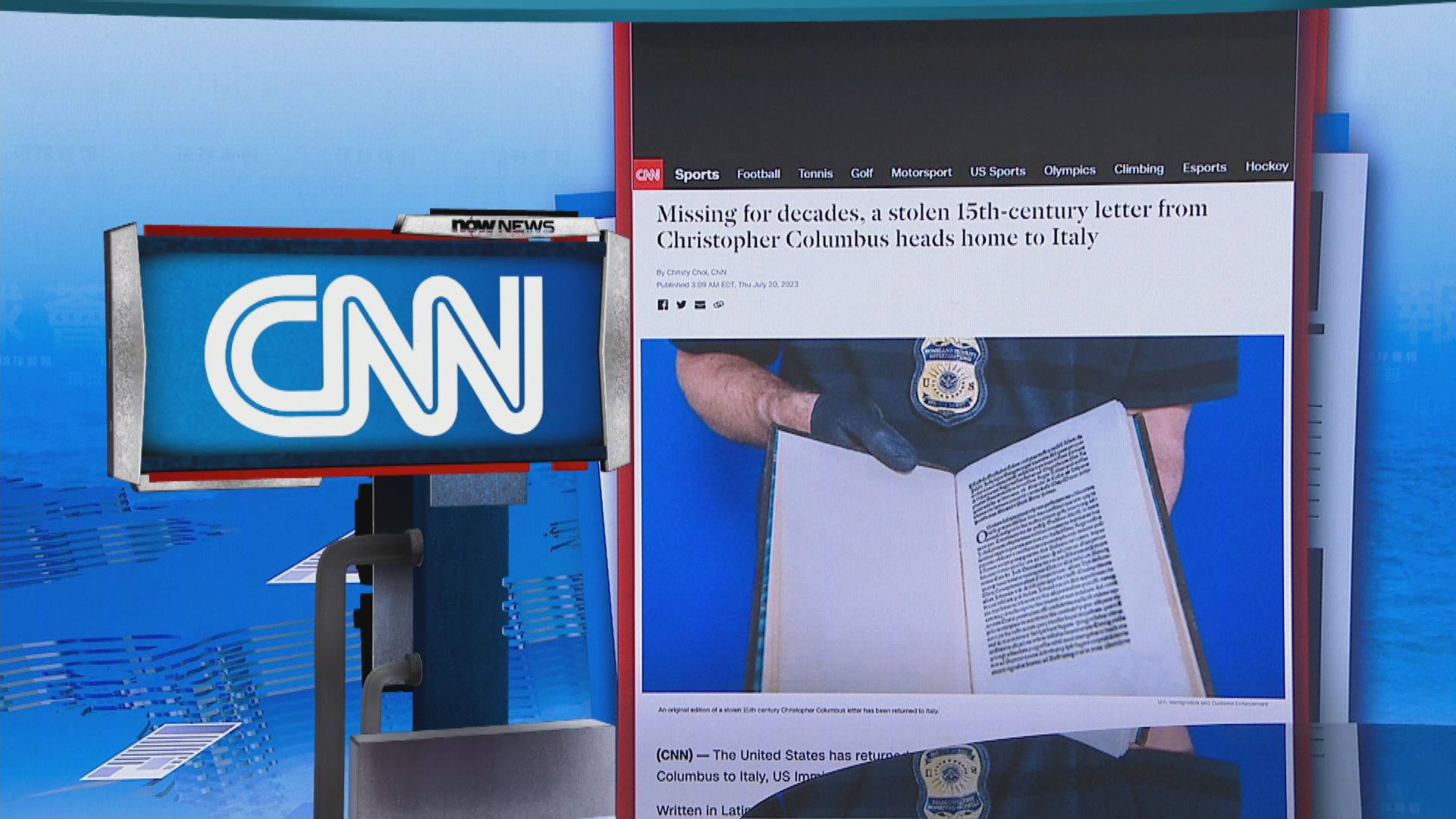 【環球薈報】美國將佚失數十年哥倫布書信複本送回意大利