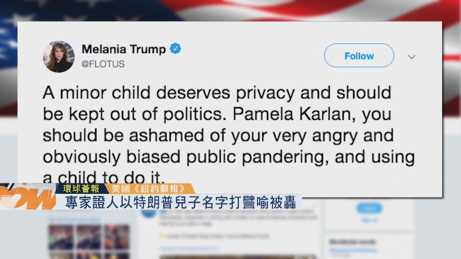 【環球薈報】專家證人以特朗普兒子名字打譬喻被轟