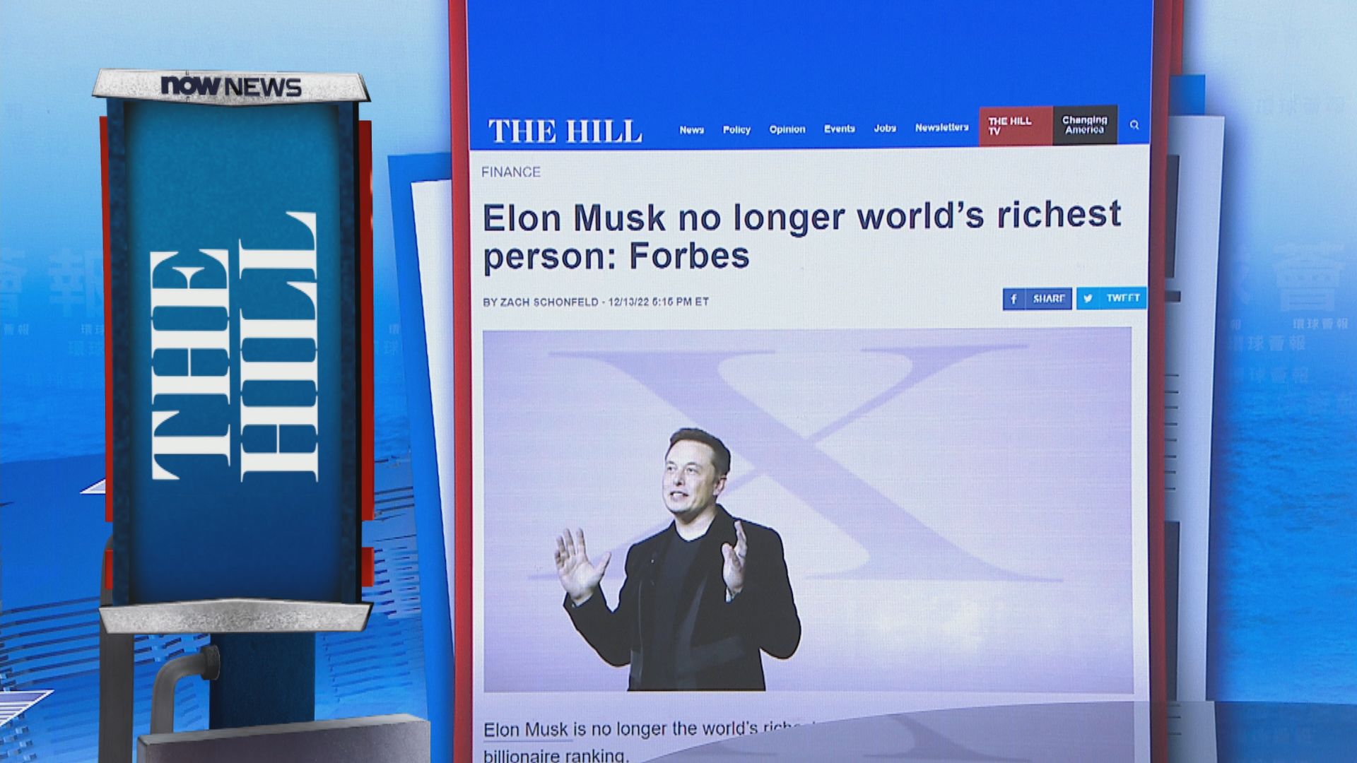 【環球薈報】Tesla股價下挫　馬斯克失全球首富稱號