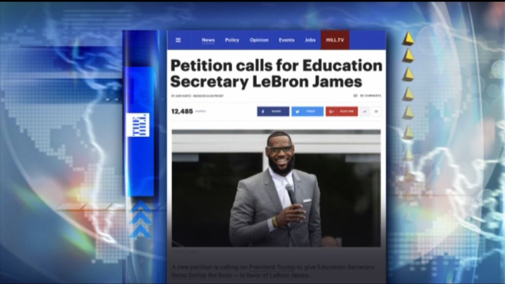 【環球薈報】網民聯署呼籲勒邦占士任教育部長