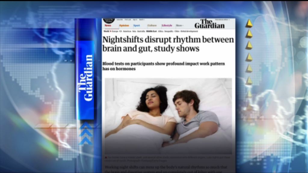 【環球薈報】研究指長期通宵工作或致腸胃不適