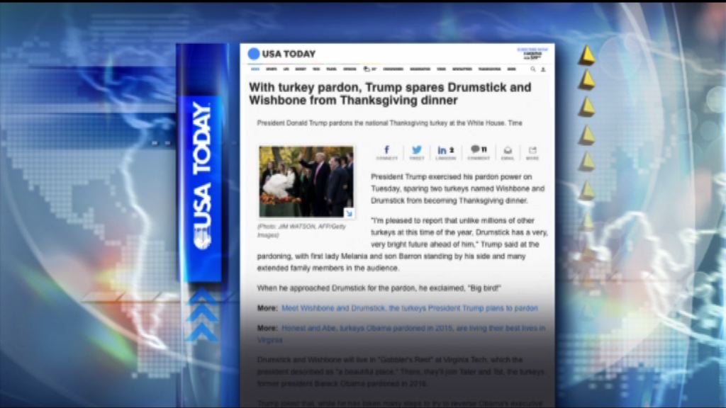 【環球薈報】特朗普特赦火雞不忘諷刺奧巴馬