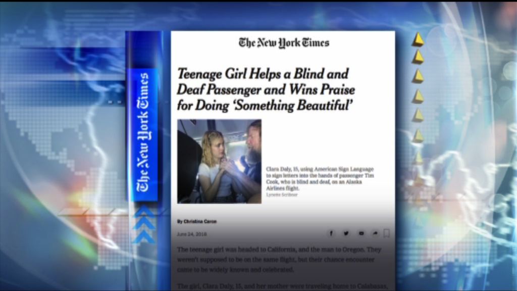 【環球薈報】美國少女助盲聾乘客溫暖人心