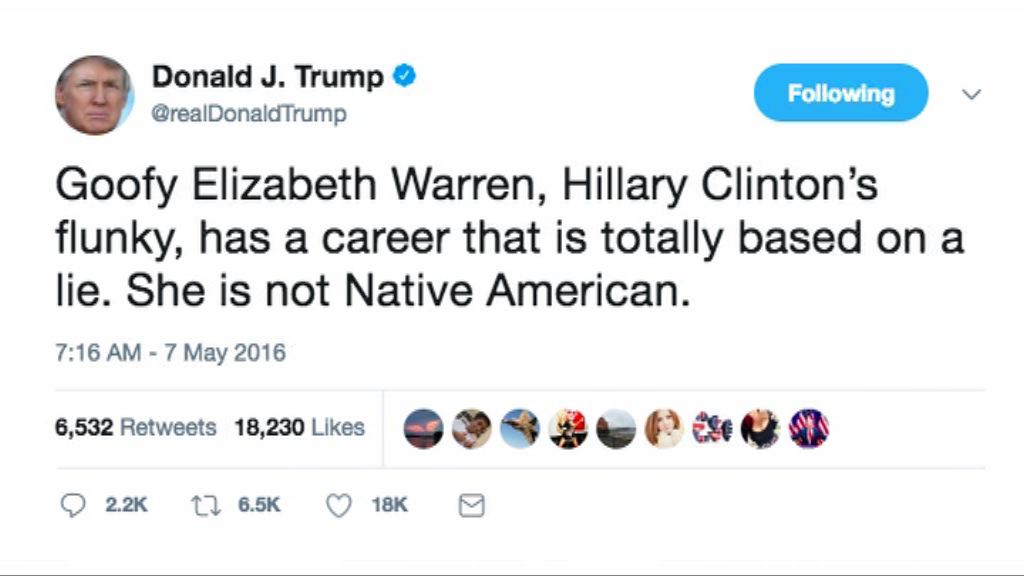 【環球薈報】特朗普以印第安裔歷史名人諷參議員