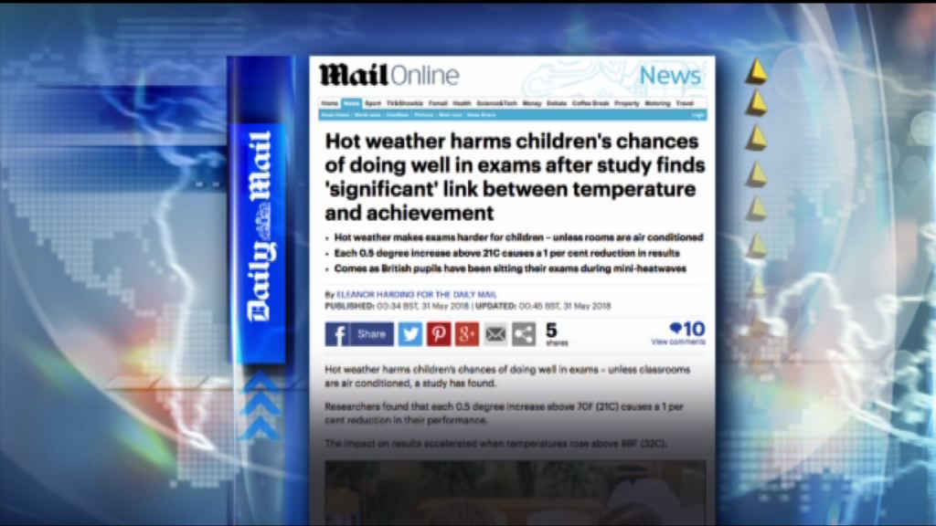 【環球薈報】美研究指天氣炎熱致學生成績退步