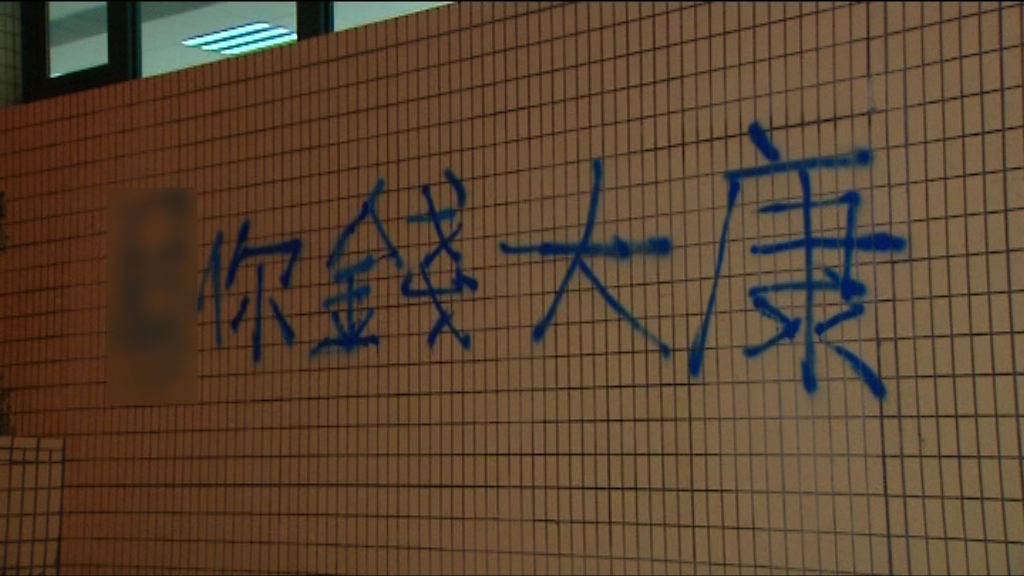 浸大再現外牆塗鴉　粗口辱罵錢大康