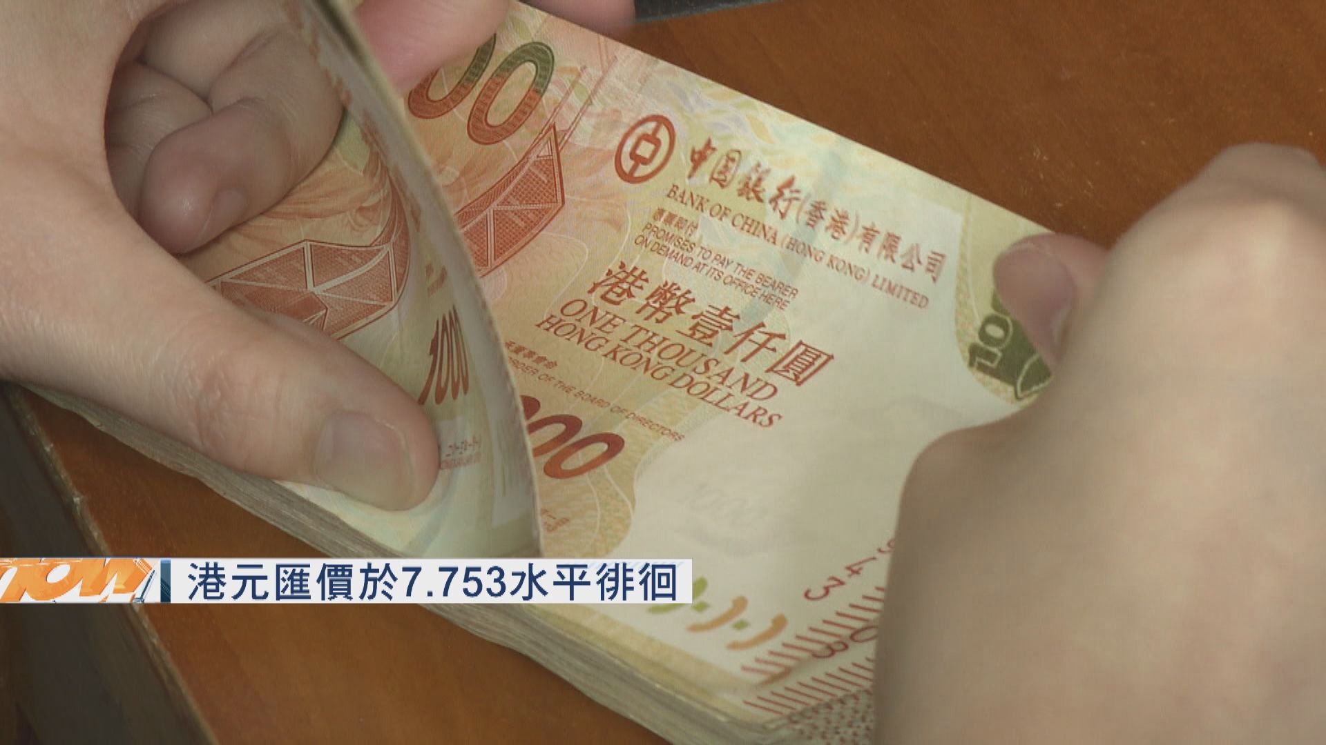 港元匯價於7.753水平徘徊