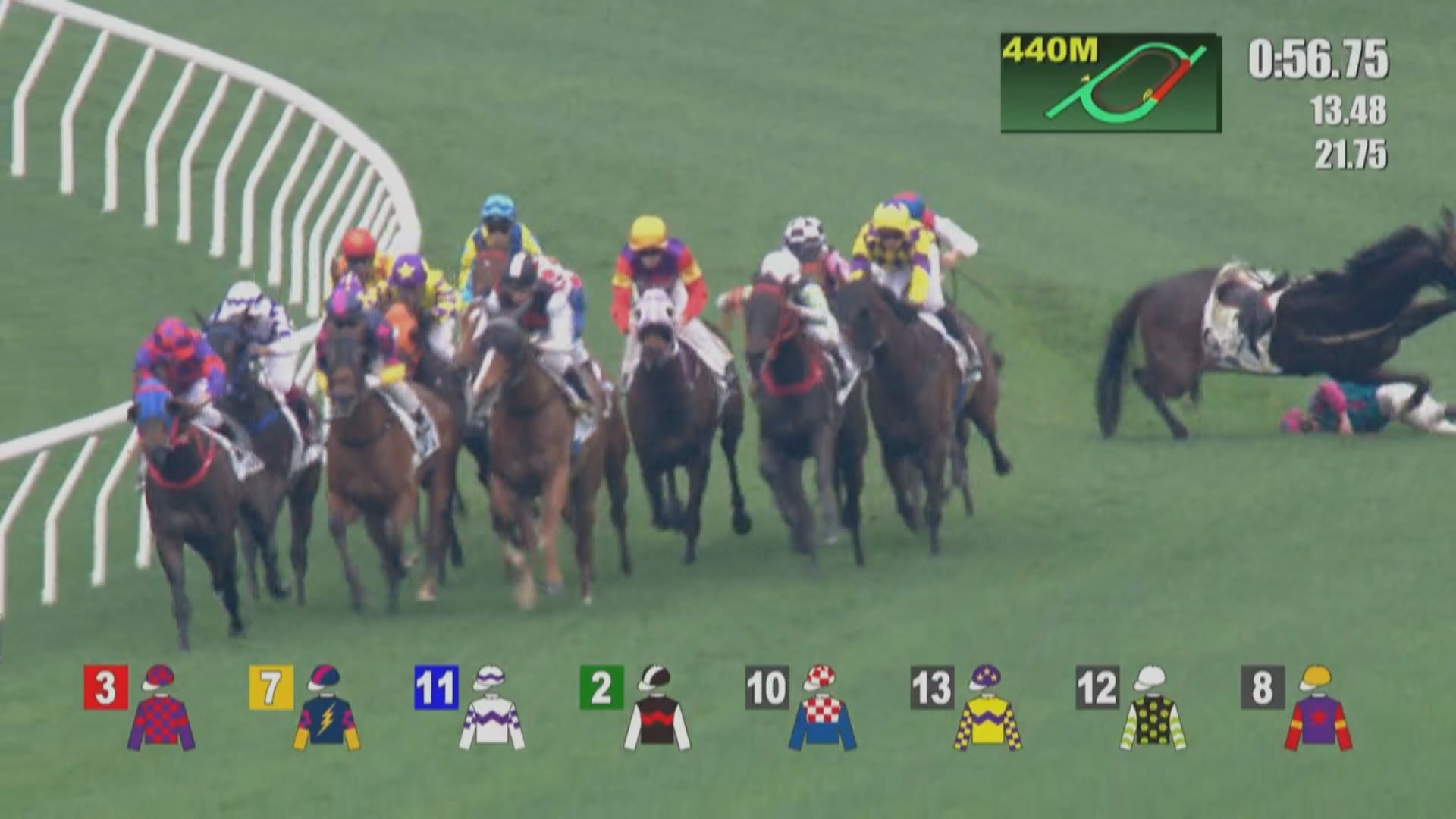 沙田馬場賽事有騎師墮馬