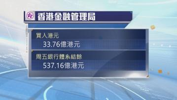 金管局周四買入逾33億港元