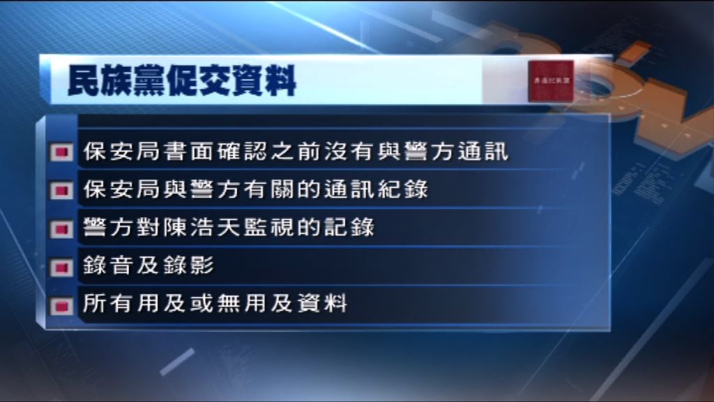 民族黨促保安局及警方公開監視陳浩天紀錄