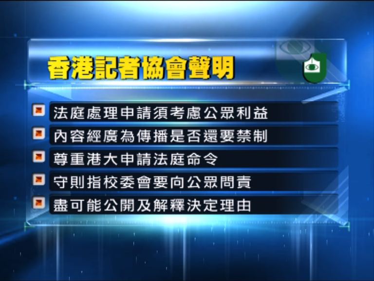 記協指港大取法庭禁令礙新聞言論自由