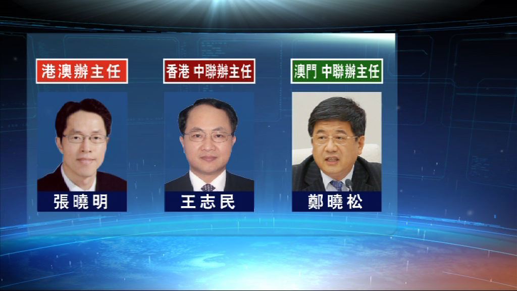 張曉明任港澳辦主任　王志民任中聯辦主任
