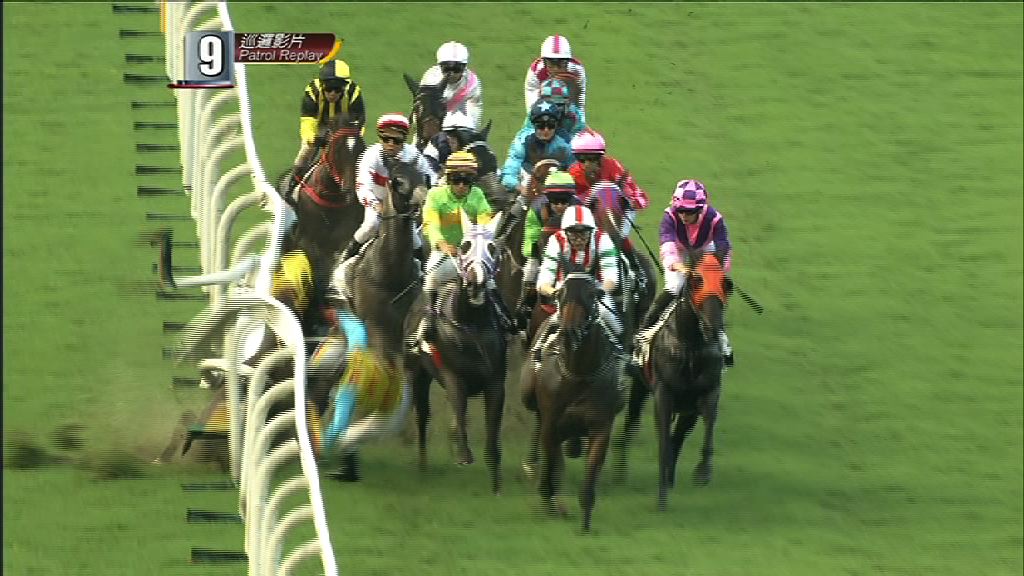 沙田賽馬第9場先後兩騎師墮馬