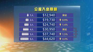 下年度1人及4人家庭公屋入息限額凍結 其餘大都上調數百元