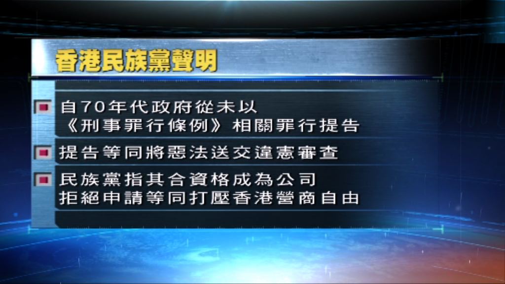 香港民族黨反駁有關檢控港獨政黨言論