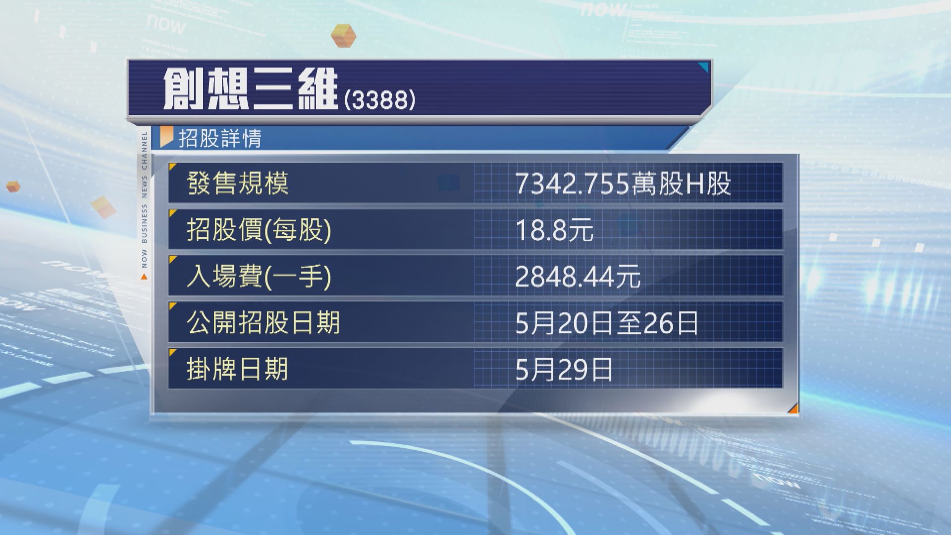 創想三維首日招股