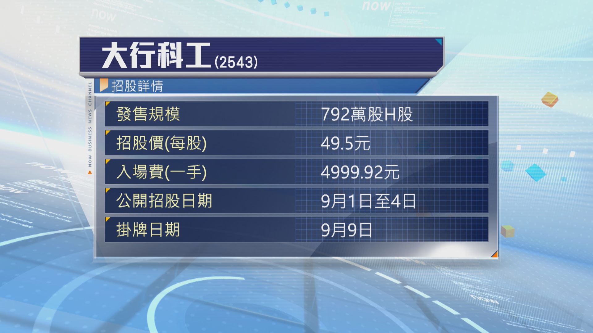 大行科工開始招股