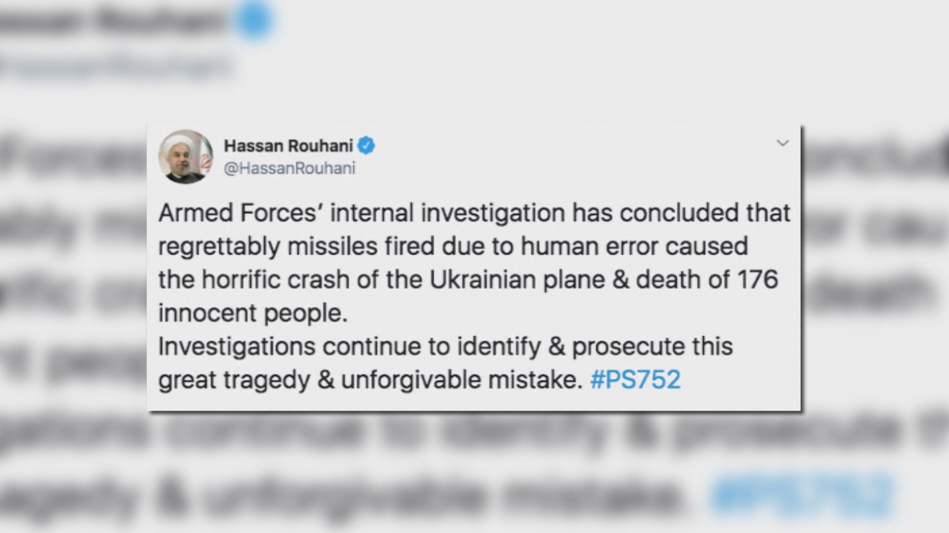 伊朗承認人為錯誤以短程導彈擊落烏克蘭客機