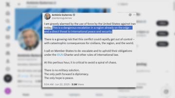 以伊衝突｜聯合國批評美國介入　或致中東緊張局勢再升級