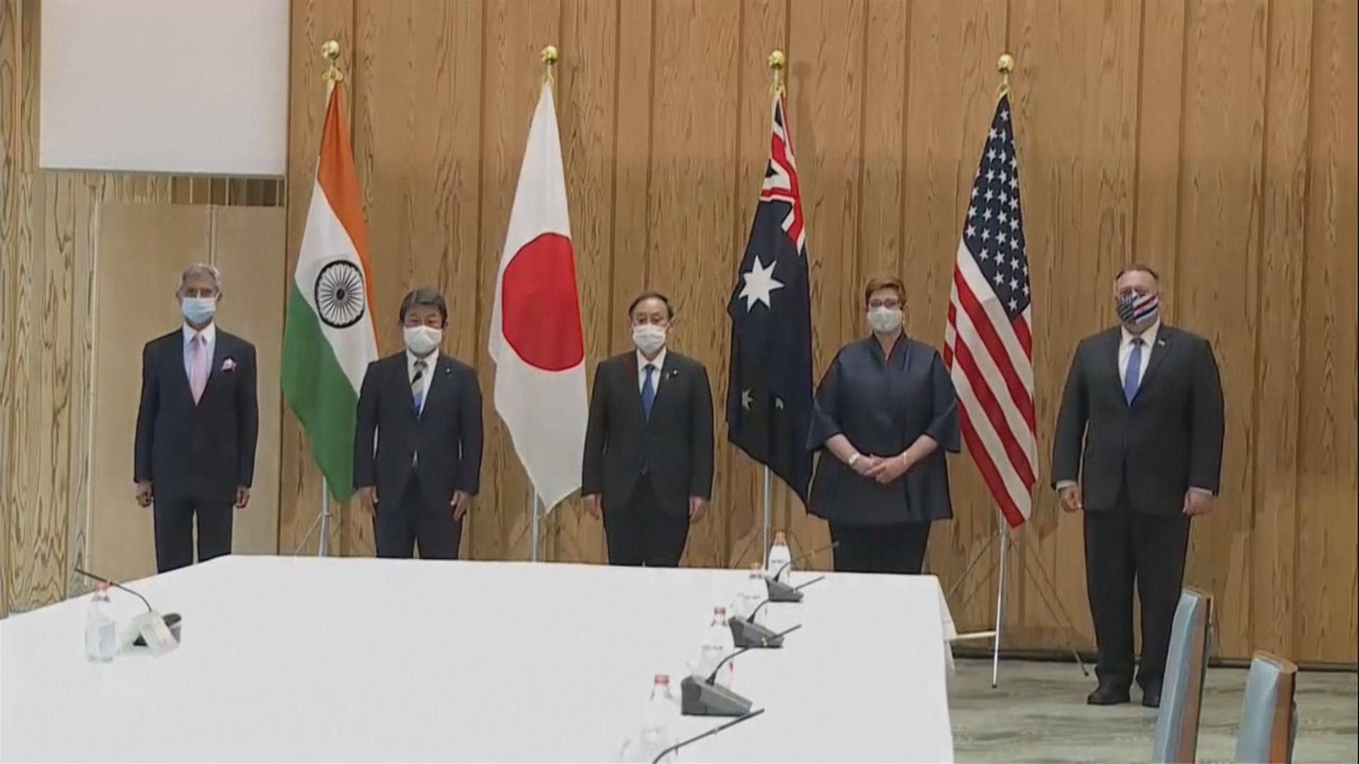 菅義偉會見美國、澳洲、印度三國外長
