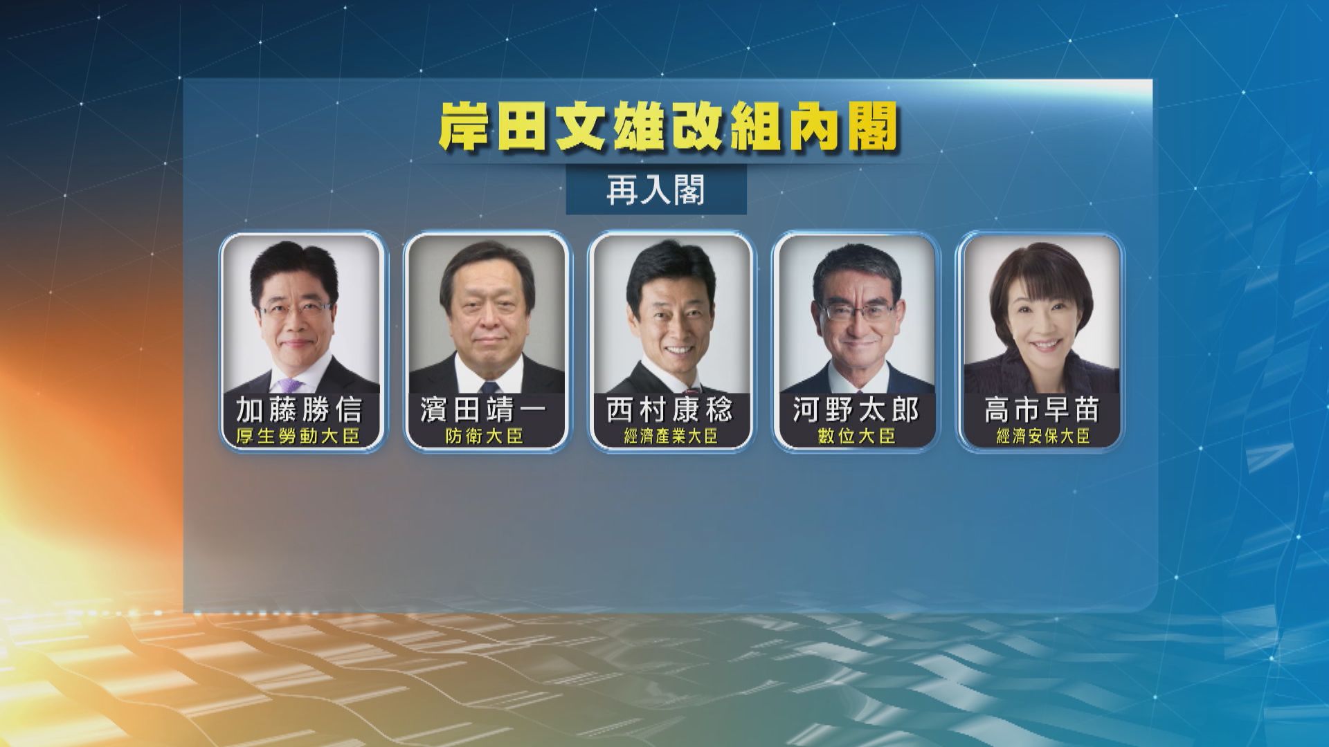日本首相岸田文雄公布改組內閣