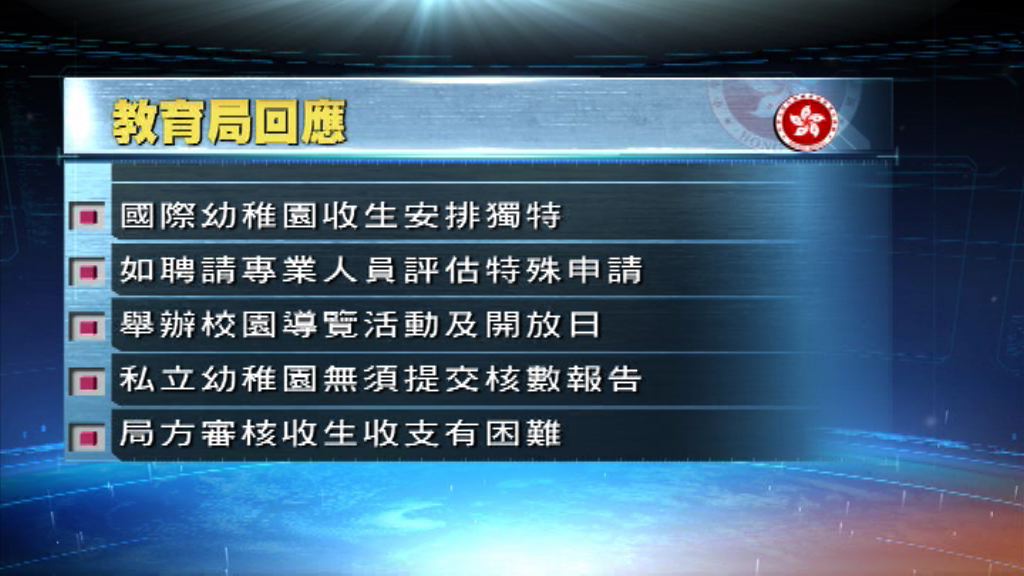 教育局：審核幼稚園報名費有困難