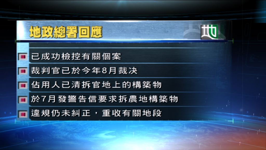 農地業權人圍封官地多年　地政總署：已檢控