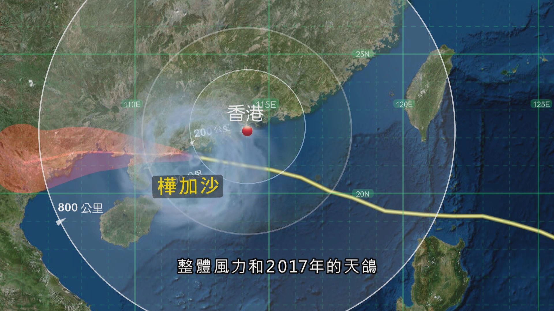 樺加沙襲港｜天文台將於晚上8時20分改發三號信號