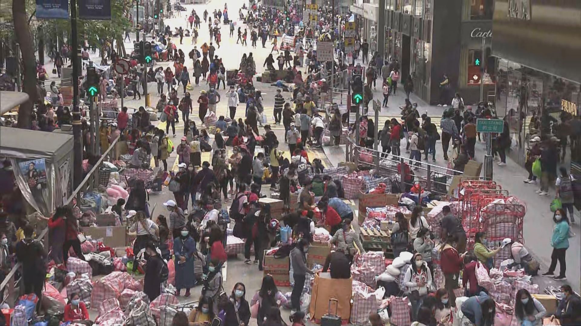 外傭繼續在中環和旺角聚集