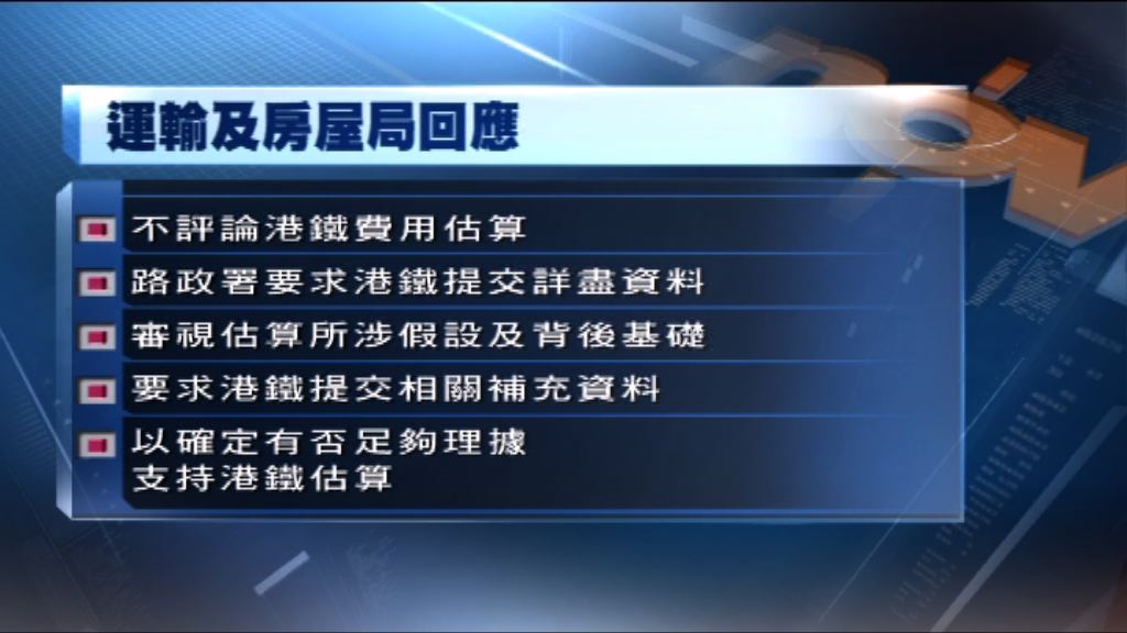 政府：會嚴格審視港鐵沙中綫估算