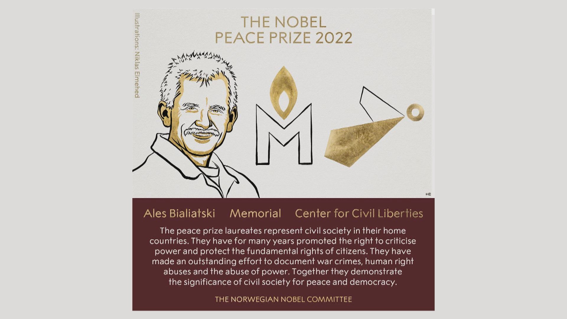 白俄維權人士、俄烏人權組織獲諾貝爾和平獎