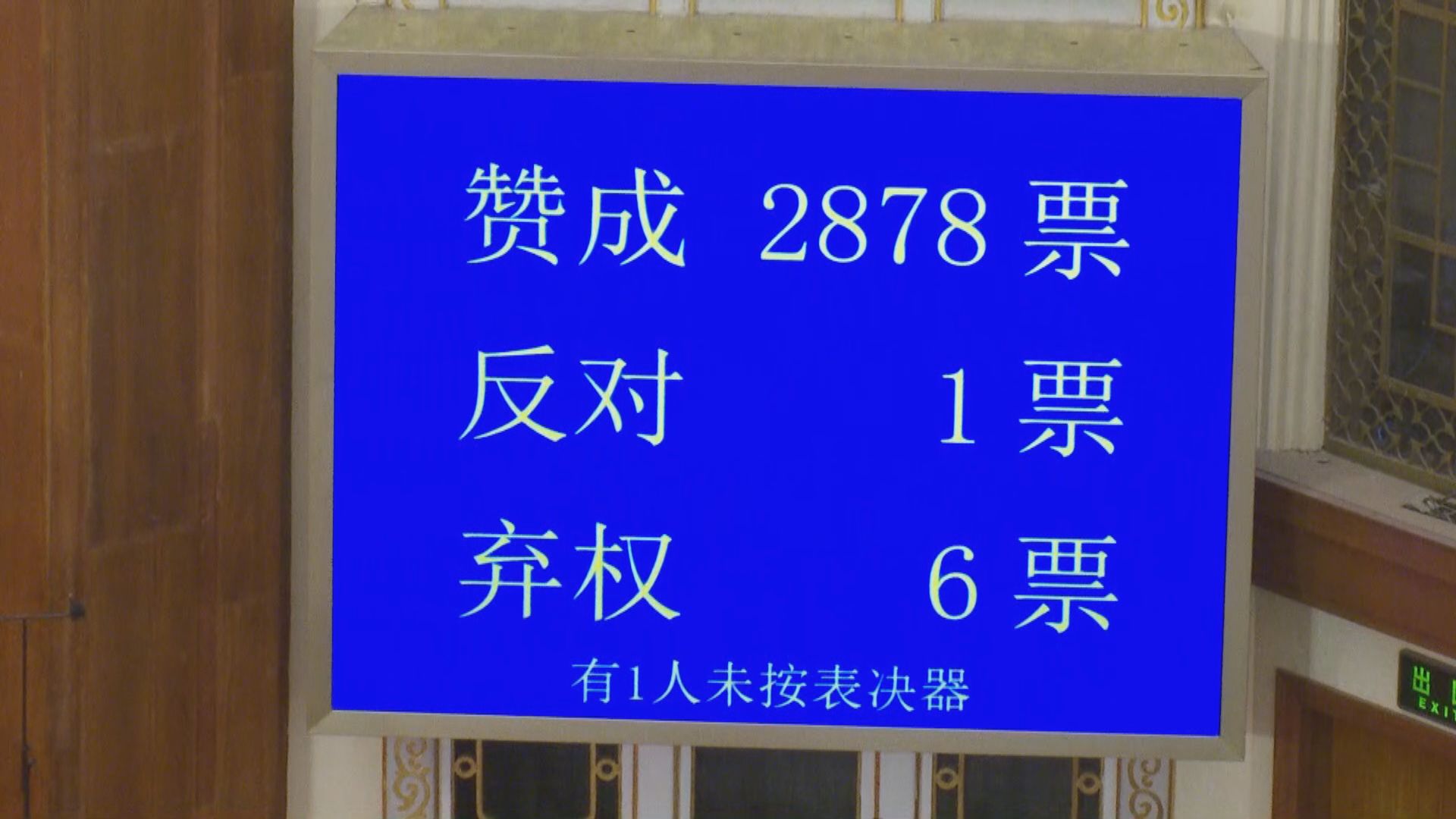 全國人大高票通過建立港區國安法決定草案