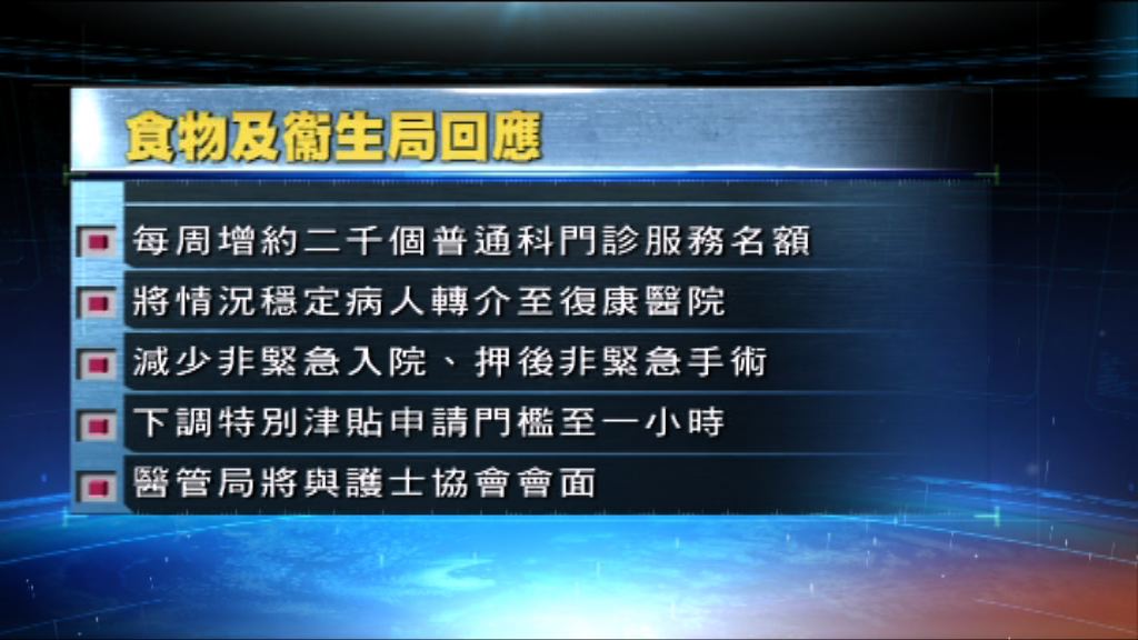 政府：會與醫管局檢視前線人手
