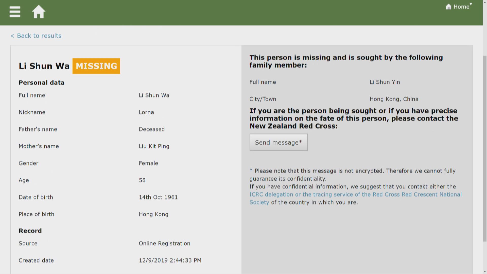 新西蘭紅十字會：一男一女港人失聯