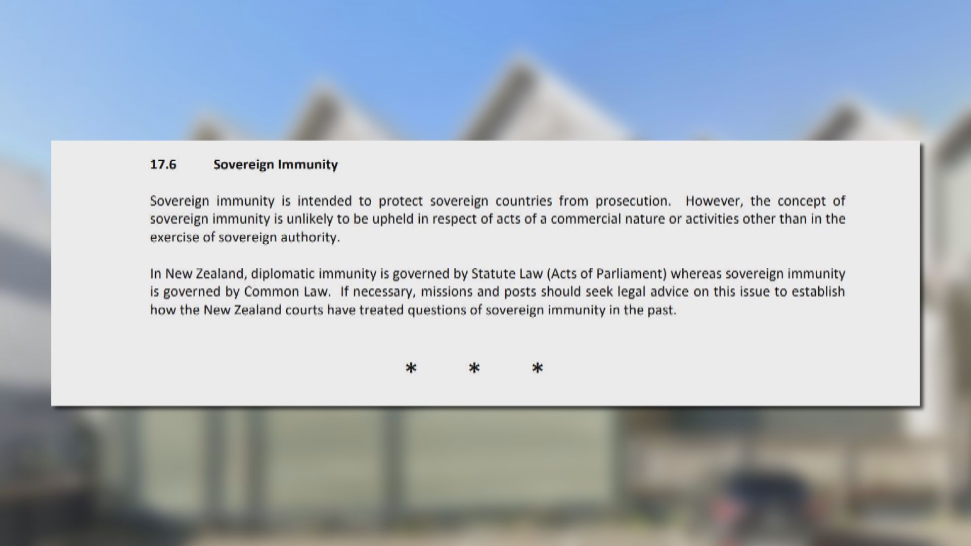 新西蘭公司向中國大使館申索清潔費 因主權豁免被駁回