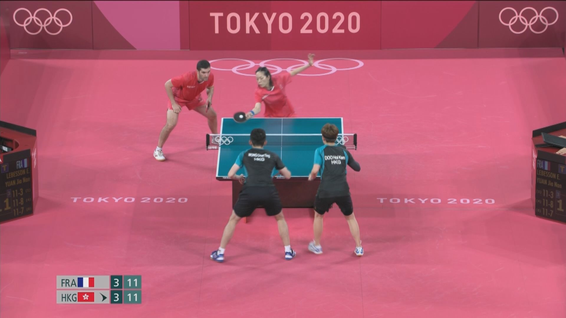 港隊「黃杜配」乒乓球混雙八強止步