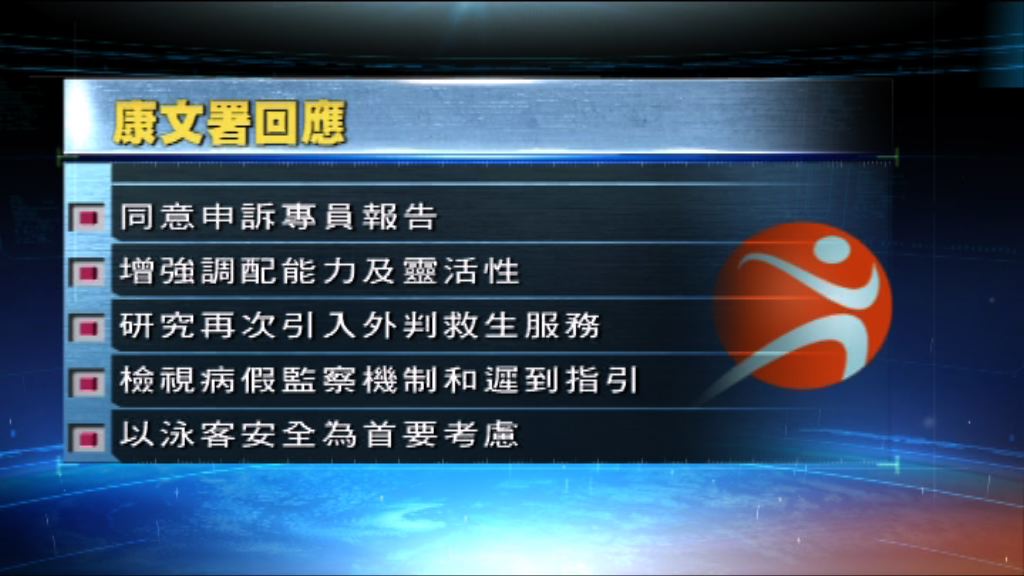 康文署：會檢視救生員病假監察機制