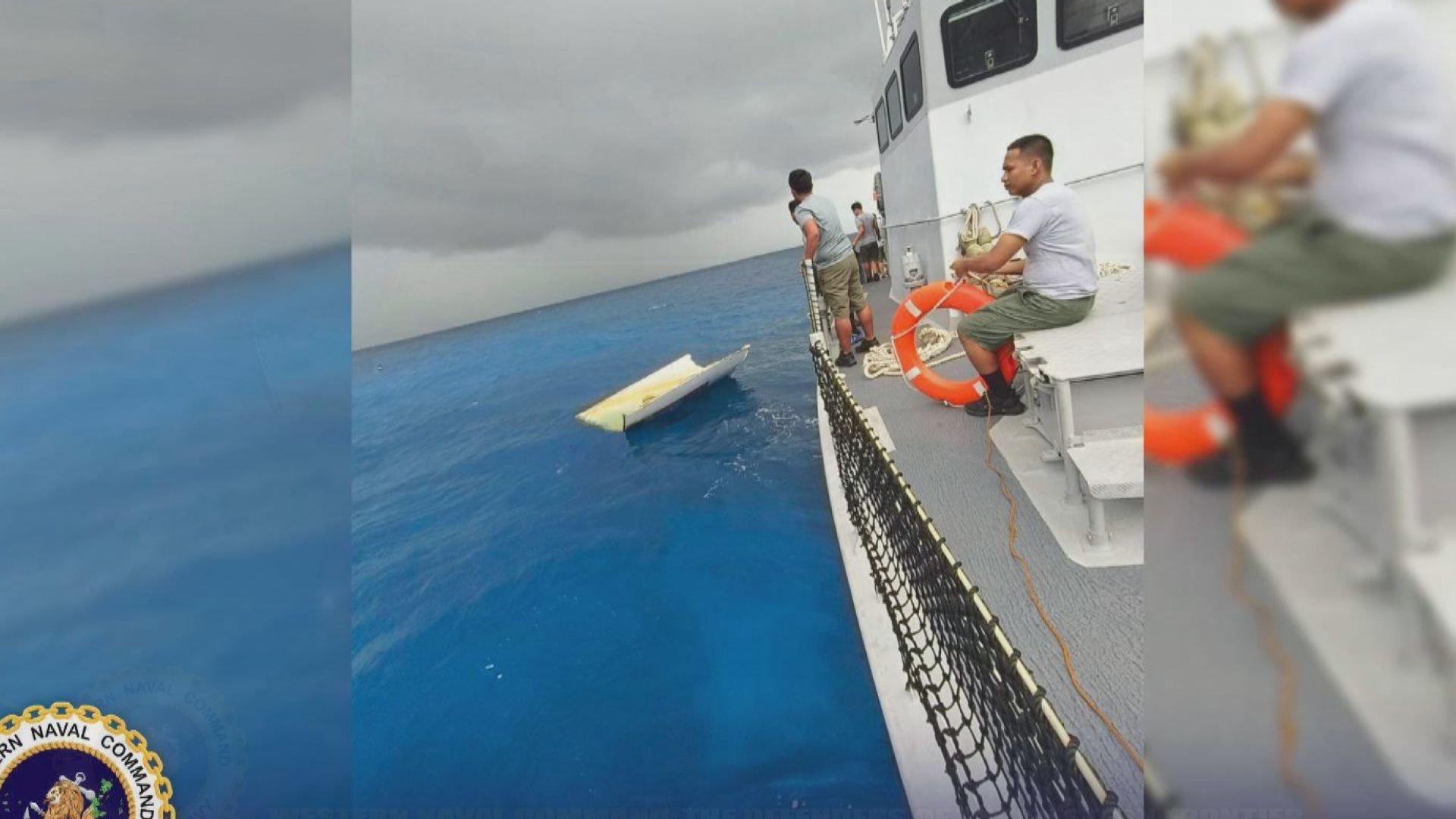 菲律賓西南部海域打撈到火箭殘骸　上方印有中國國旗