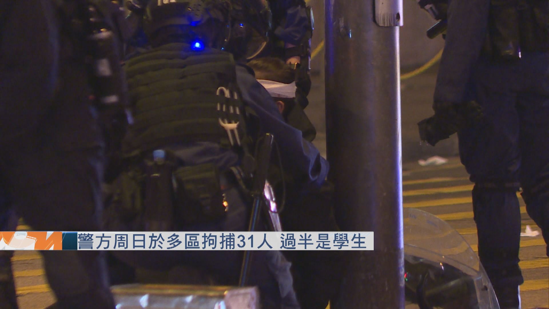 警方周日多區拘捕31人　過半是學生