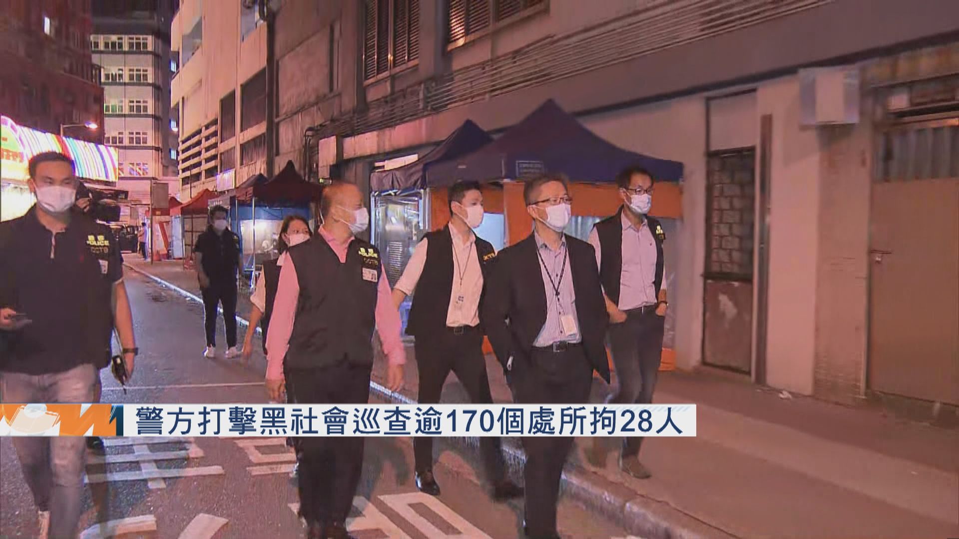 警方一連三日打擊黑社會　巡查逾170個處所拘28人