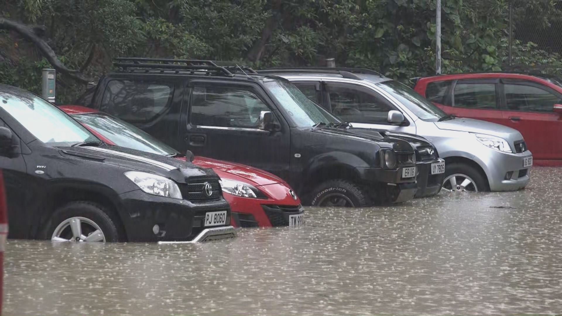 天文台今早發紅雨警告　沙田有停車場水浸