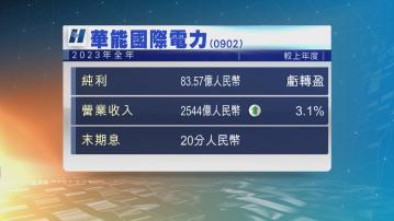 華能國際電力去年轉賺83.6億人民幣