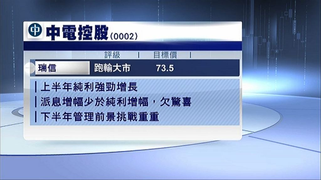 【挑戰重重】中電料下半年業績受壓