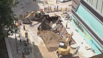深水埗海壇街路陷繼續搶修 擬周一分階段重開