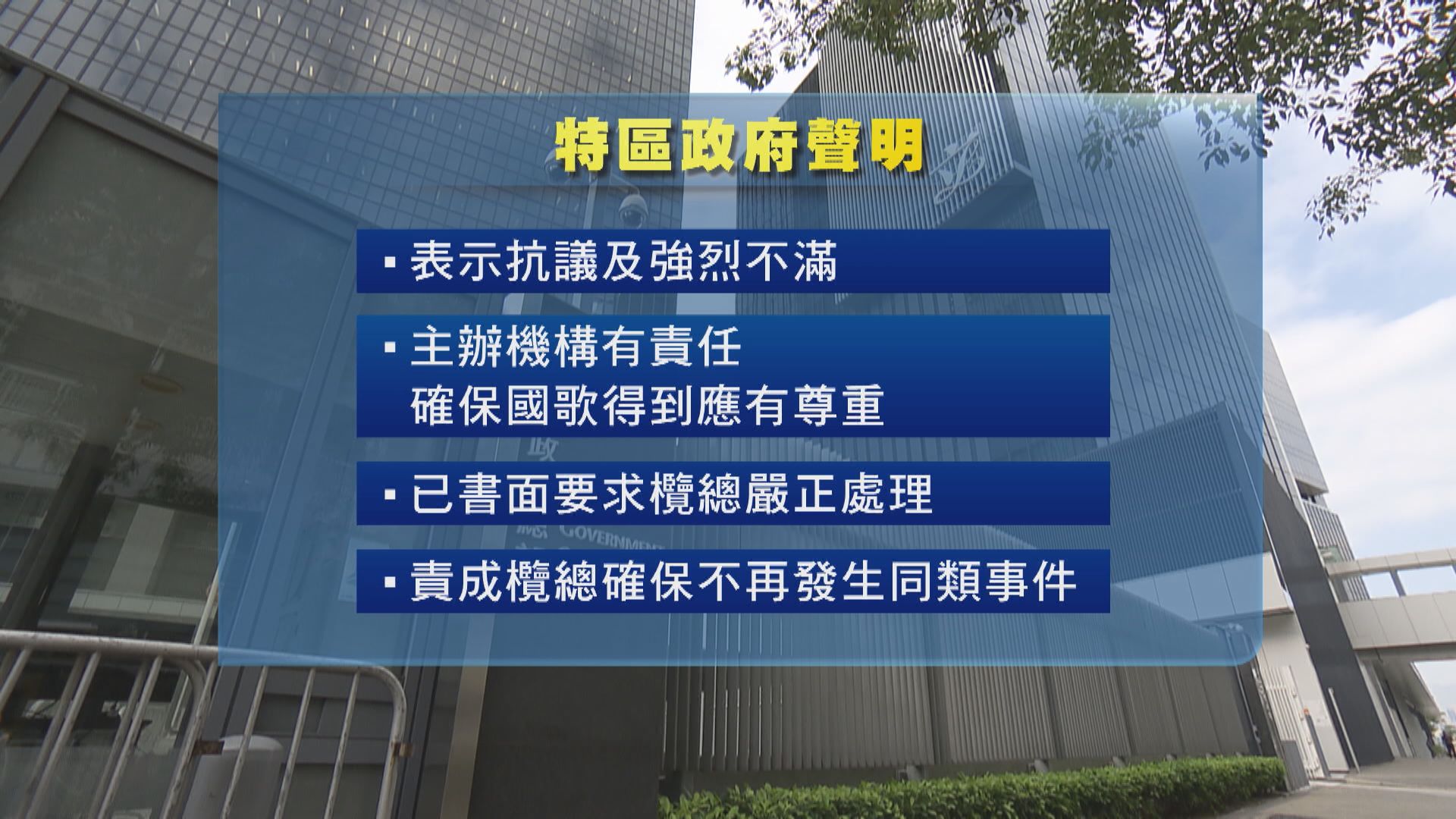 港府抗議南韓亞洲七欖賽錯播國歌　欖總批不可接受錯誤